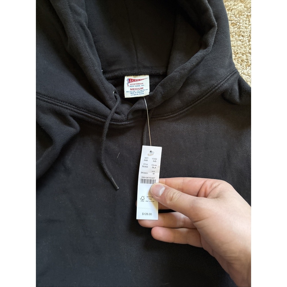 J Crew Sportswear Black Hoodie Men's Medium New With Tag Heavy Construction - Picture 5 of 7